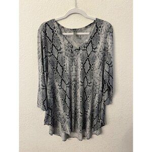 Honeyme Curvy snakeskin print v neck blouse women size XL